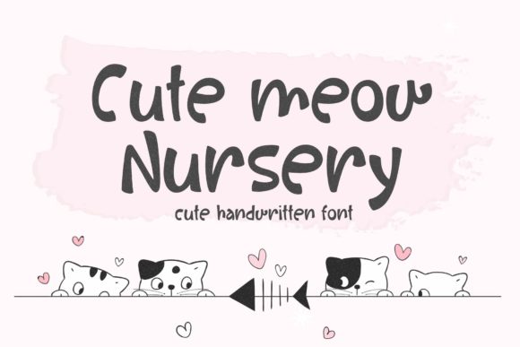 Cute Meow Nursery: A Playful Handwritten Font for Editorial Design